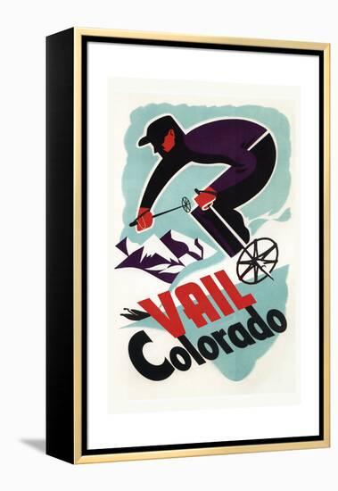 Ski in Vail, Colorado-Lantern Press-Framed Stretched Canvas