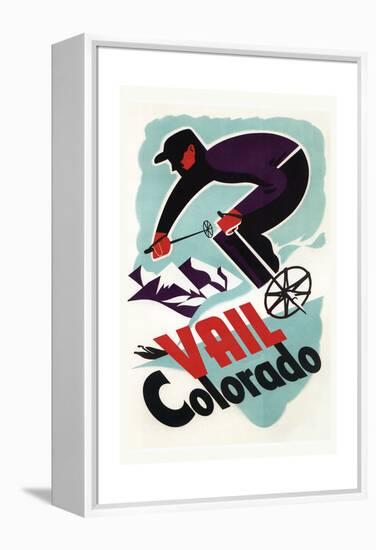 Ski in Vail, Colorado-Lantern Press-Framed Stretched Canvas