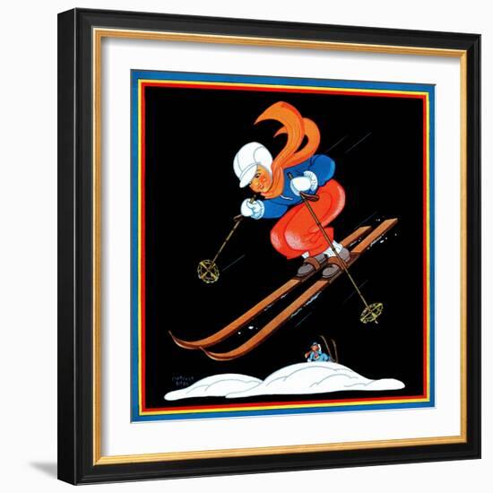 Ski Jump - Child Life-Clarence Biers-Framed Giclee Print