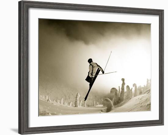 Ski Jump in Fog at Big Mountain Resort, near Whitefish, Montana, USA-Chuck Haney-Framed Photographic Print