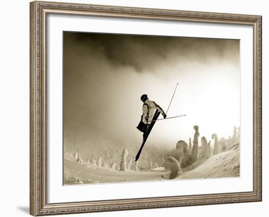 Ski Jump in Fog at Big Mountain Resort, near Whitefish, Montana, USA-Chuck Haney-Framed Photographic Print