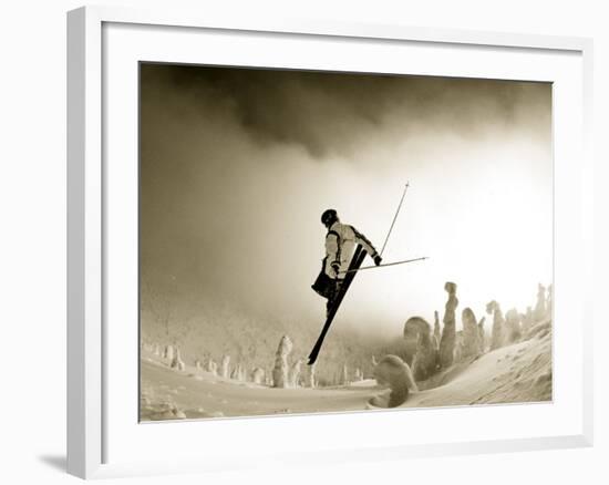 Ski Jump in Fog at Big Mountain Resort, near Whitefish, Montana, USA-Chuck Haney-Framed Photographic Print