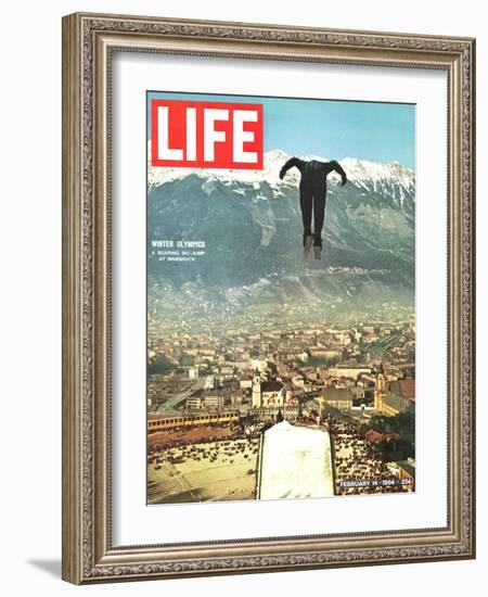 Ski Jumper at Innsbruck Olympics, February 14, 1964-Ralph Crane-Framed Photographic Print