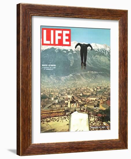 Ski Jumper at Innsbruck Olympics, February 14, 1964-Ralph Crane-Framed Photographic Print