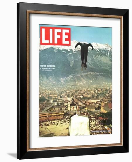 Ski Jumper at Innsbruck Olympics, February 14, 1964-Ralph Crane-Framed Photographic Print