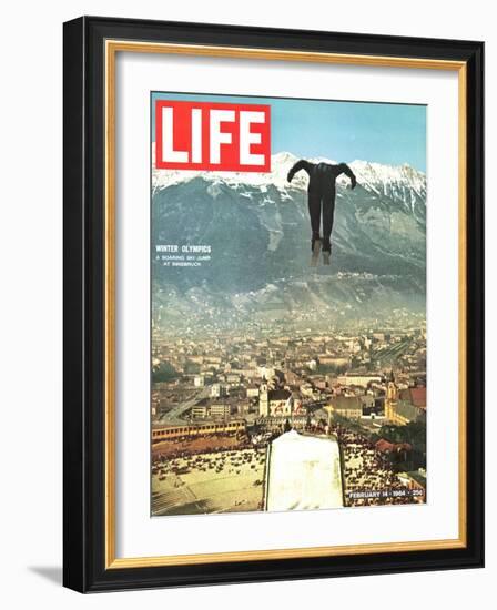 Ski Jumper at Innsbruck Olympics, February 14, 1964-Ralph Crane-Framed Photographic Print