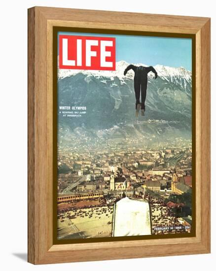 Ski Jumper at Innsbruck Olympics, February 14, 1964-Ralph Crane-Framed Premier Image Canvas