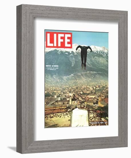 Ski Jumper at Innsbruck Olympics, February 14, 1964-Ralph Crane-Framed Photographic Print