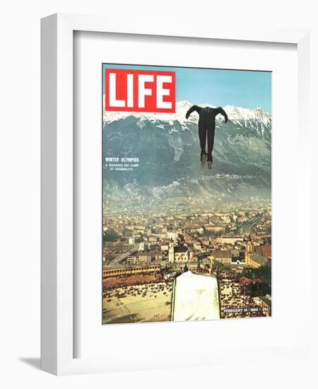 Ski Jumper at Innsbruck Olympics, February 14, 1964-Ralph Crane-Framed Photographic Print