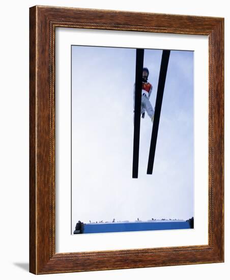 Ski Jumper in Action Flying Off the Lip of the Jump, Salt Lake City, Utah, USA-Chris Trotman-Framed Photographic Print