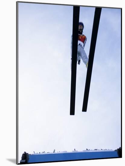 Ski Jumper in Action Flying Off the Lip of the Jump, Salt Lake City, Utah, USA-Chris Trotman-Mounted Photographic Print