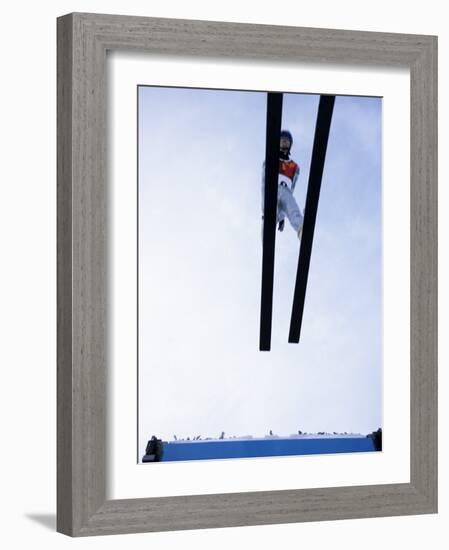 Ski Jumper in Action Flying Off the Lip of the Jump, Salt Lake City, Utah, USA-Chris Trotman-Framed Photographic Print