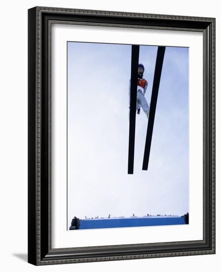 Ski Jumper in Action Flying Off the Lip of the Jump, Salt Lake City, Utah, USA-Chris Trotman-Framed Photographic Print