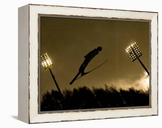 Ski Jumper in Action, Torino, Italy-Chris Trotman-Framed Premier Image Canvas