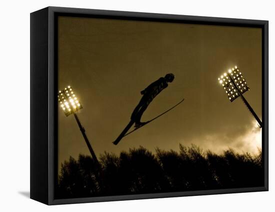 Ski Jumper in Action, Torino, Italy-Chris Trotman-Framed Premier Image Canvas