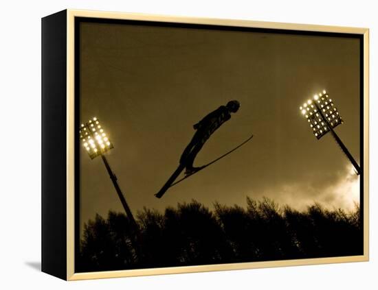 Ski Jumper in Action, Torino, Italy-Chris Trotman-Framed Premier Image Canvas