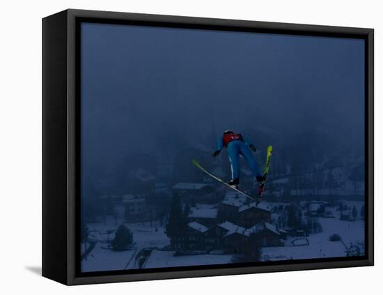 Ski Jumper in Action, Torino, Italy-Chris Trotman-Framed Premier Image Canvas