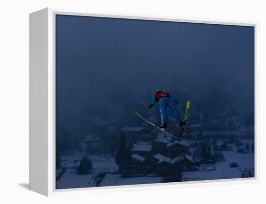 Ski Jumper in Action, Torino, Italy-Chris Trotman-Framed Premier Image Canvas