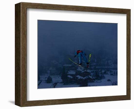 Ski Jumper in Action, Torino, Italy-Chris Trotman-Framed Premium Photographic Print