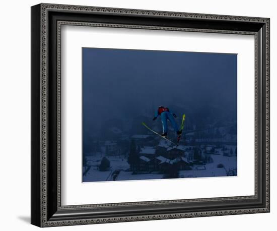 Ski Jumper in Action, Torino, Italy-Chris Trotman-Framed Premium Photographic Print