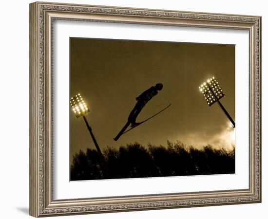 Ski Jumper in Action, Torino, Italy-Chris Trotman-Framed Photographic Print