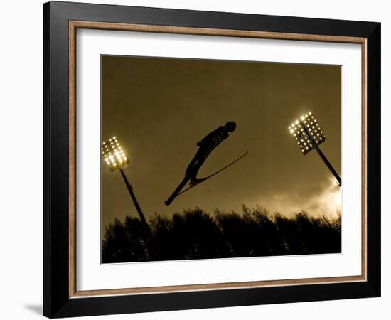 Ski Jumper in Action, Torino, Italy-Chris Trotman-Framed Photographic Print