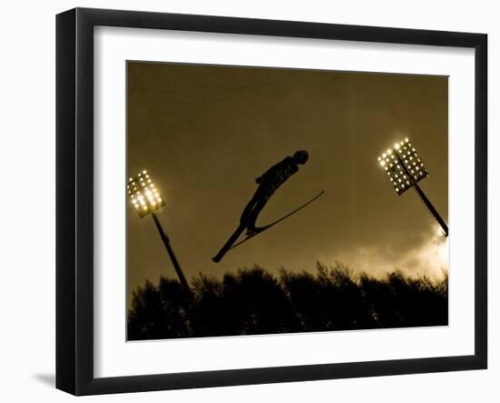 Ski Jumper in Action, Torino, Italy-Chris Trotman-Framed Photographic Print