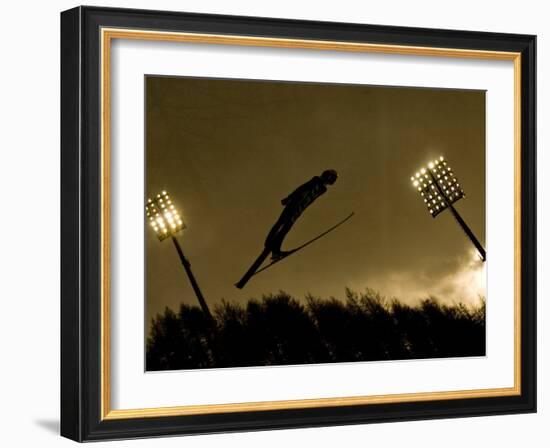 Ski Jumper in Action, Torino, Italy-Chris Trotman-Framed Photographic Print