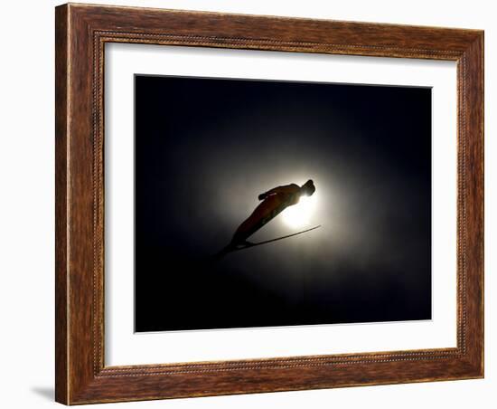 Ski Jumper in Action, Torino, Italy-Chris Trotman-Framed Photographic Print