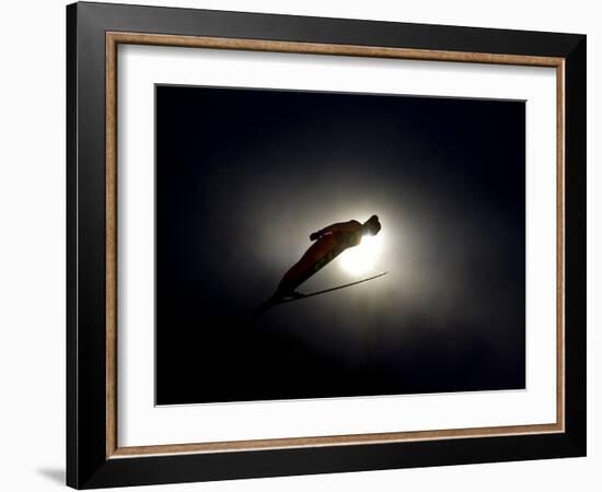 Ski Jumper in Action, Torino, Italy-Chris Trotman-Framed Photographic Print