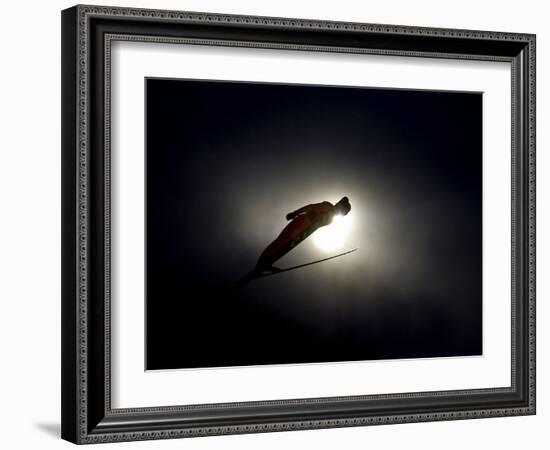 Ski Jumper in Action, Torino, Italy-Chris Trotman-Framed Photographic Print