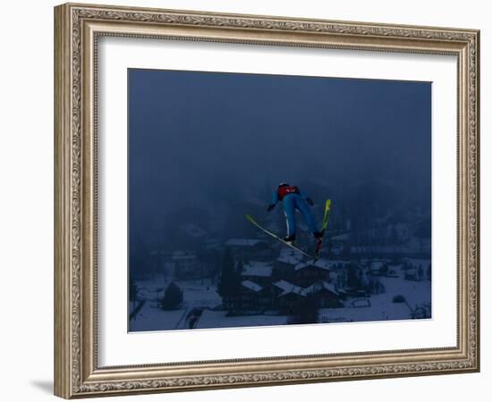 Ski Jumper in Action, Torino, Italy-Chris Trotman-Framed Photographic Print