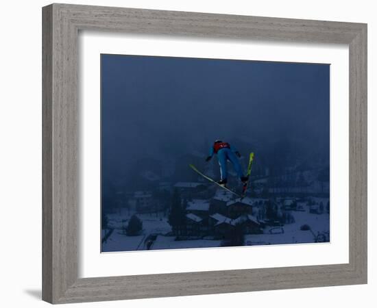 Ski Jumper in Action, Torino, Italy-Chris Trotman-Framed Photographic Print