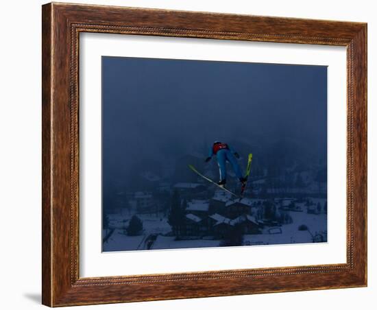 Ski Jumper in Action, Torino, Italy-Chris Trotman-Framed Photographic Print