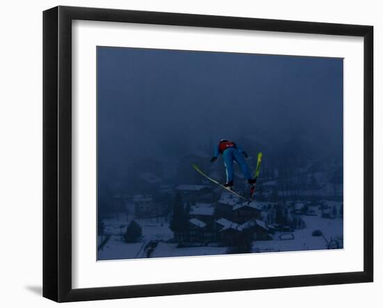 Ski Jumper in Action, Torino, Italy-Chris Trotman-Framed Photographic Print