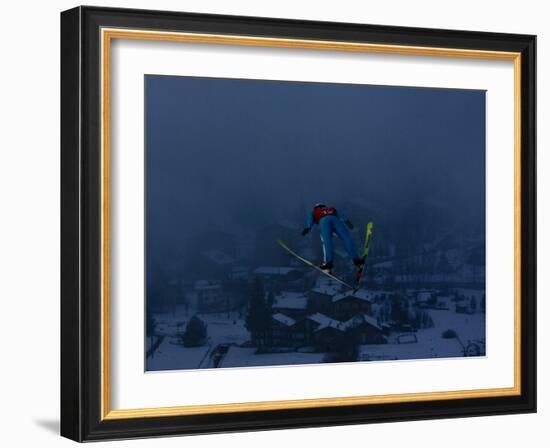 Ski Jumper in Action, Torino, Italy-Chris Trotman-Framed Photographic Print