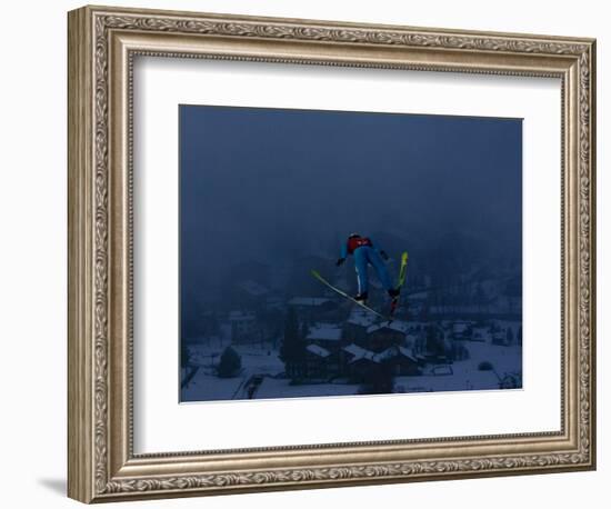 Ski Jumper in Action, Torino, Italy-Chris Trotman-Framed Photographic Print