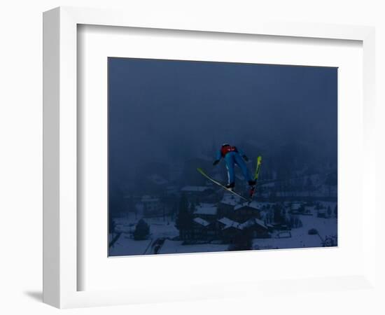 Ski Jumper in Action, Torino, Italy-Chris Trotman-Framed Photographic Print