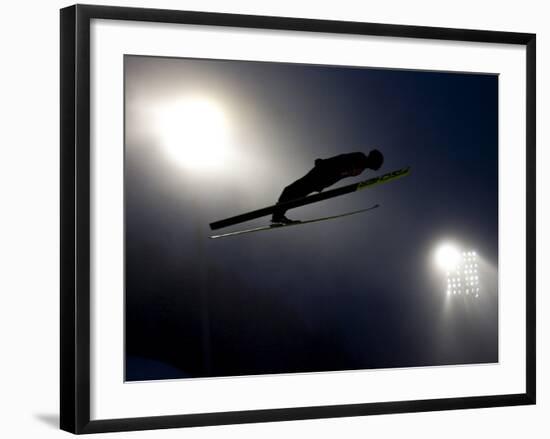 Ski Jumper in Action, Torino, Italy-Chris Trotman-Framed Photographic Print