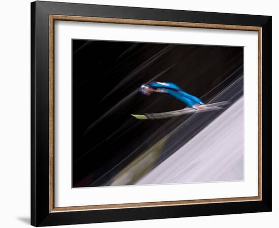 Ski Jumper in Action, Torino, Italy-Chris Trotman-Framed Photographic Print