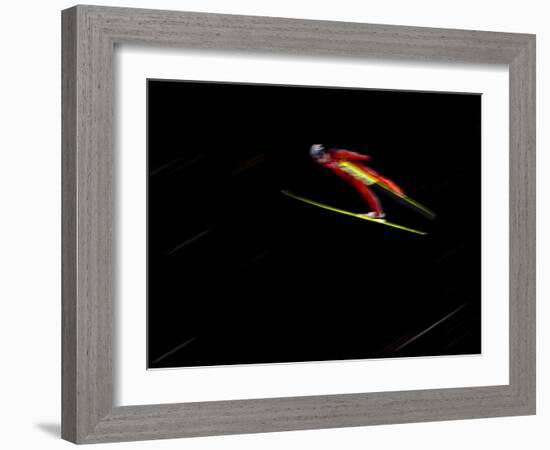 Ski Jumper in Action, Torino, Italy-Chris Trotman-Framed Photographic Print