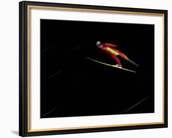 Ski Jumper in Action, Torino, Italy-Chris Trotman-Framed Photographic Print