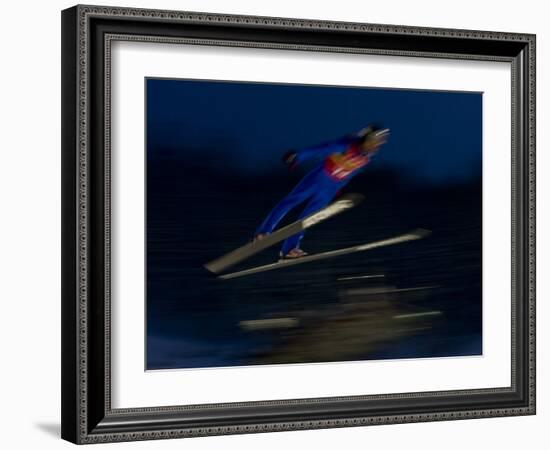 Ski Jumper in Action, Torino, Italy-Chris Trotman-Framed Photographic Print