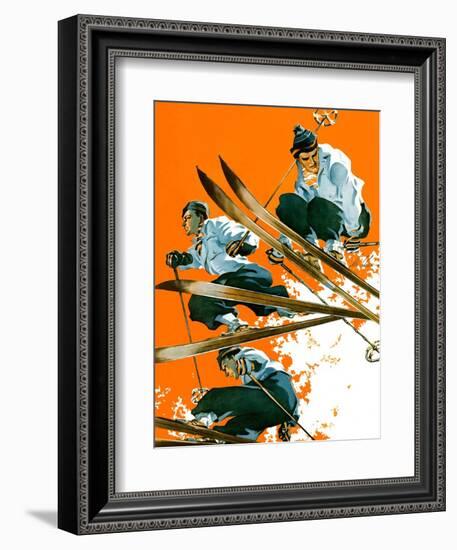 "Ski Jumpers,"February 26, 1938-Ski Weld-Framed Premium Giclee Print