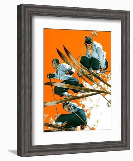 "Ski Jumpers,"February 26, 1938-Ski Weld-Framed Giclee Print