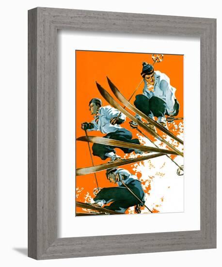 "Ski Jumpers,"February 26, 1938-Ski Weld-Framed Giclee Print