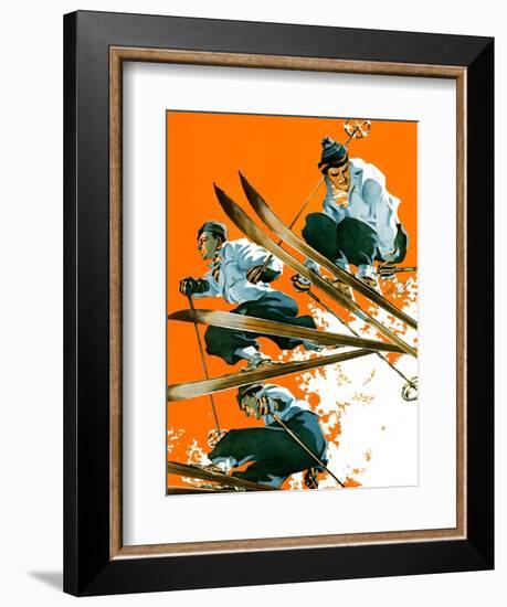 "Ski Jumpers,"February 26, 1938-Ski Weld-Framed Giclee Print