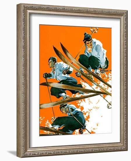 "Ski Jumpers,"February 26, 1938-Ski Weld-Framed Giclee Print