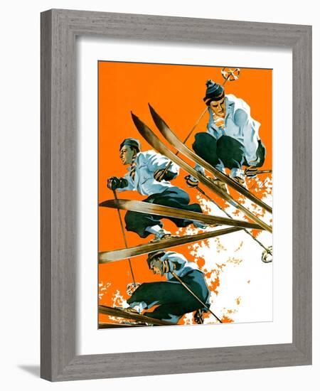 "Ski Jumpers,"February 26, 1938-Ski Weld-Framed Giclee Print