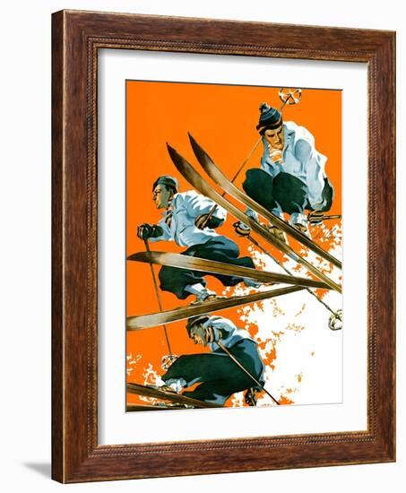 "Ski Jumpers,"February 26, 1938-Ski Weld-Framed Giclee Print